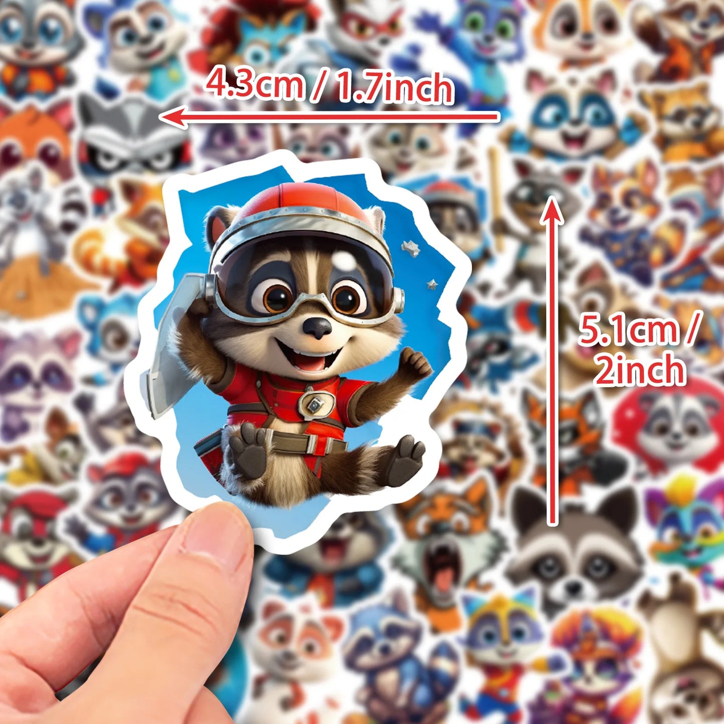 50Pcs Cartoon Cute Raccoon Series Graffiti Stickers Suitable for Laptop Helmets Desktop Decoration DIY Stickers Toys Wholesale