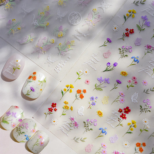 3D Butterfly Flower Nail Art Stickers Decals