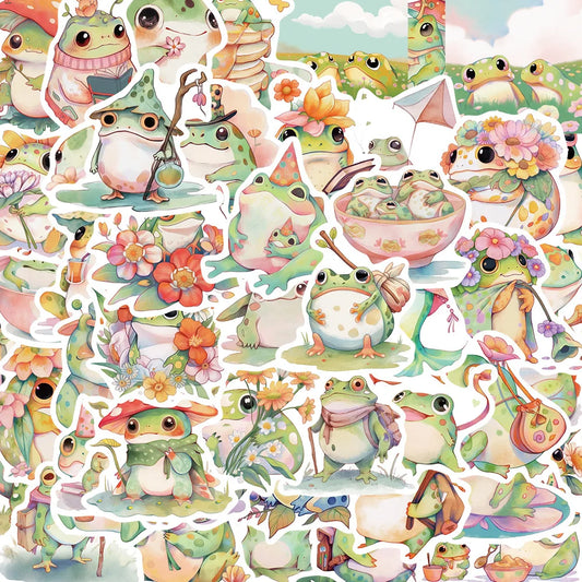 Cute Cartoon Frog Stickers for Laptop, Luggage, Skateboard - 10/30/50PCS