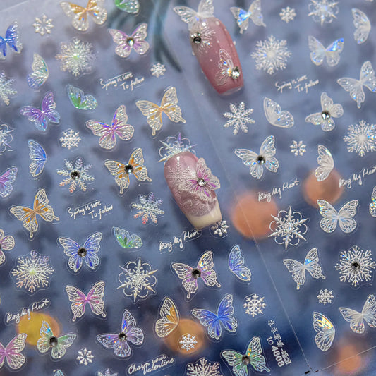 Butterfly Snowflake Rhinestone Nail Art Stickers Decals
