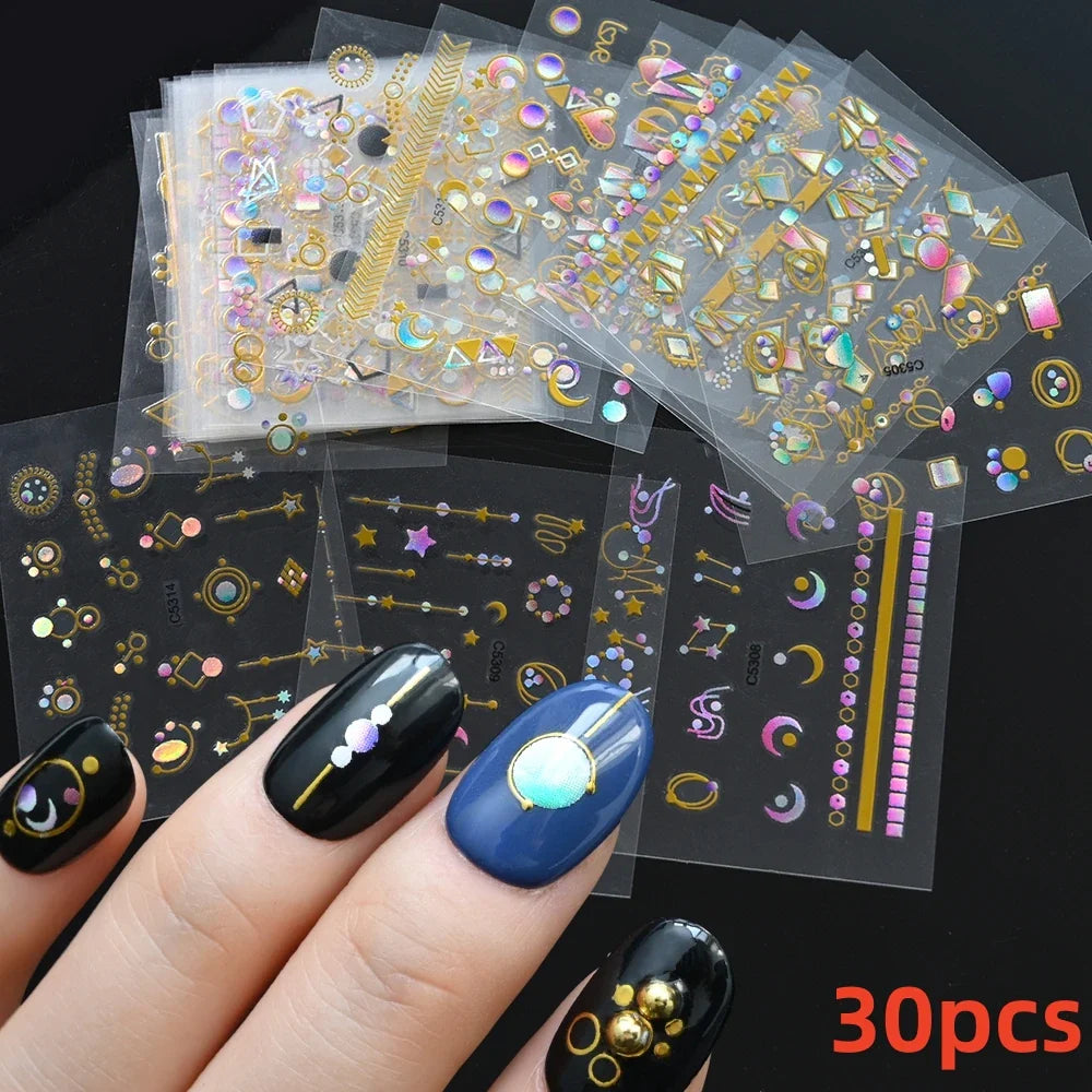 24pcs 3D Santa Snowman Nail Stickers Christmas Decor