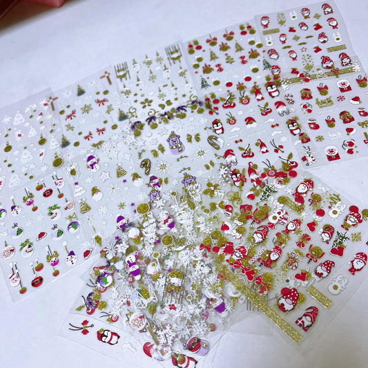 Christmas Nail Stickers Snowman Snowflake Gold Silver