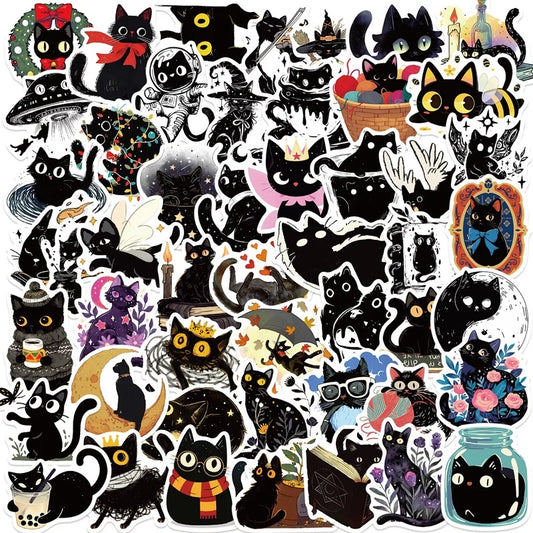 Cartoon Black Star Cat Stickers Set for Kids (10/30/50PCS)