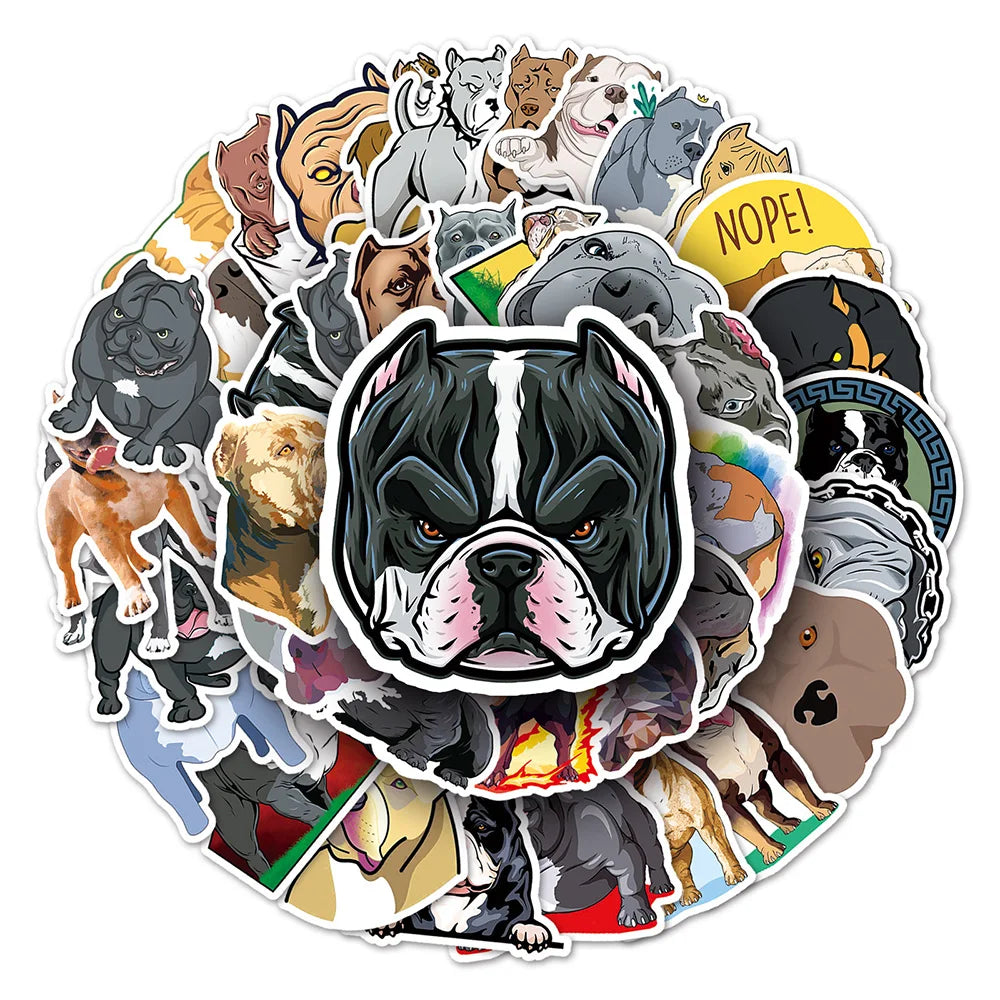 10/30/50PCS Cool American Bully Pitbull Stickers Cartoon Dog Wall Decals DIY Skateboard Luggage Phone Laptop Fridge Bike Kid Toy