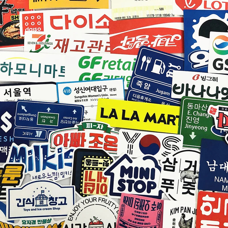 31pcs Japanese korea stop sign logo Stickers Pack For On The Laptop Fridge Phone Skateboard Travel Suitcase Sticker