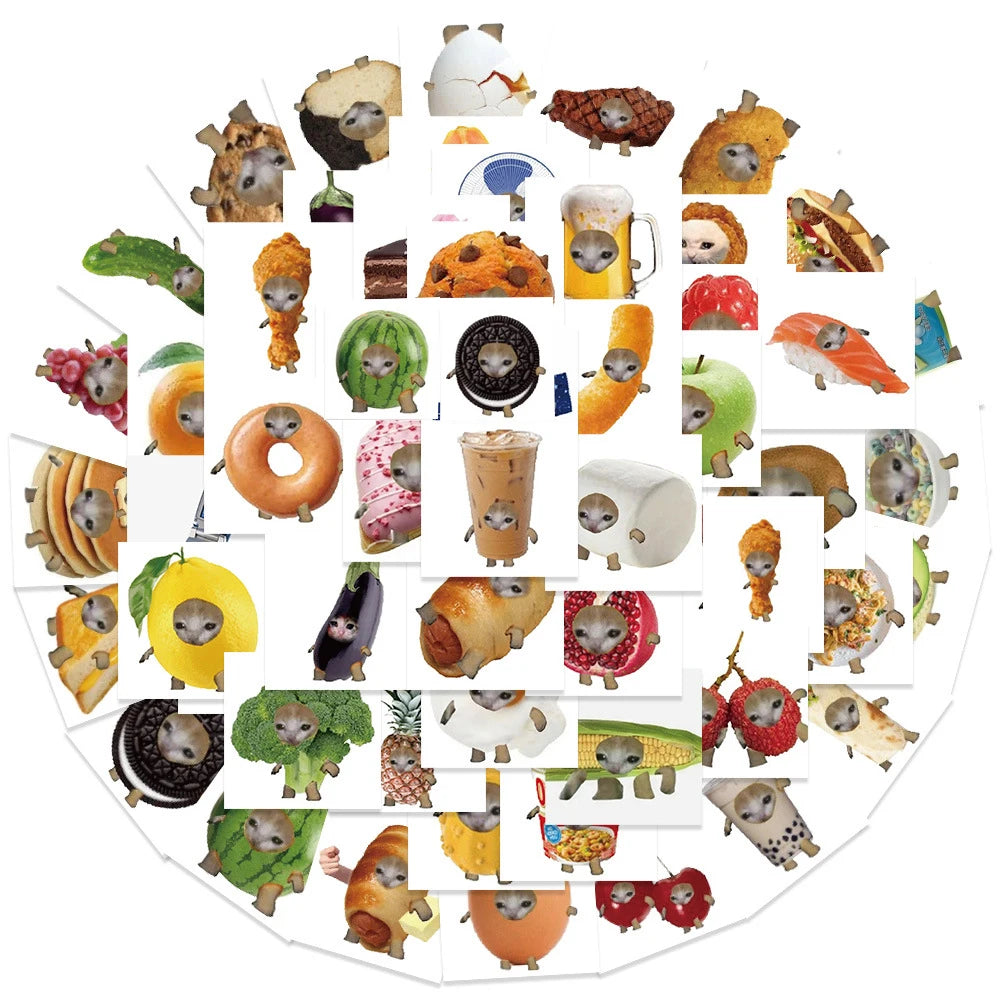 10/30/69pcs Cute Funny Cat And Food Meme Stickers