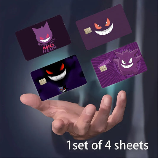 Gengar Pokemon Credit Card Stickers Set (4pcs) Waterproof