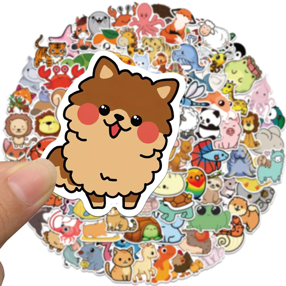 10/30/50/100PCS Mix Cute Animal Cartoon Stickers Aesthetic Waterproof Guitar Skateboard Laptop Graffiti Stickers Kid Classic Toy