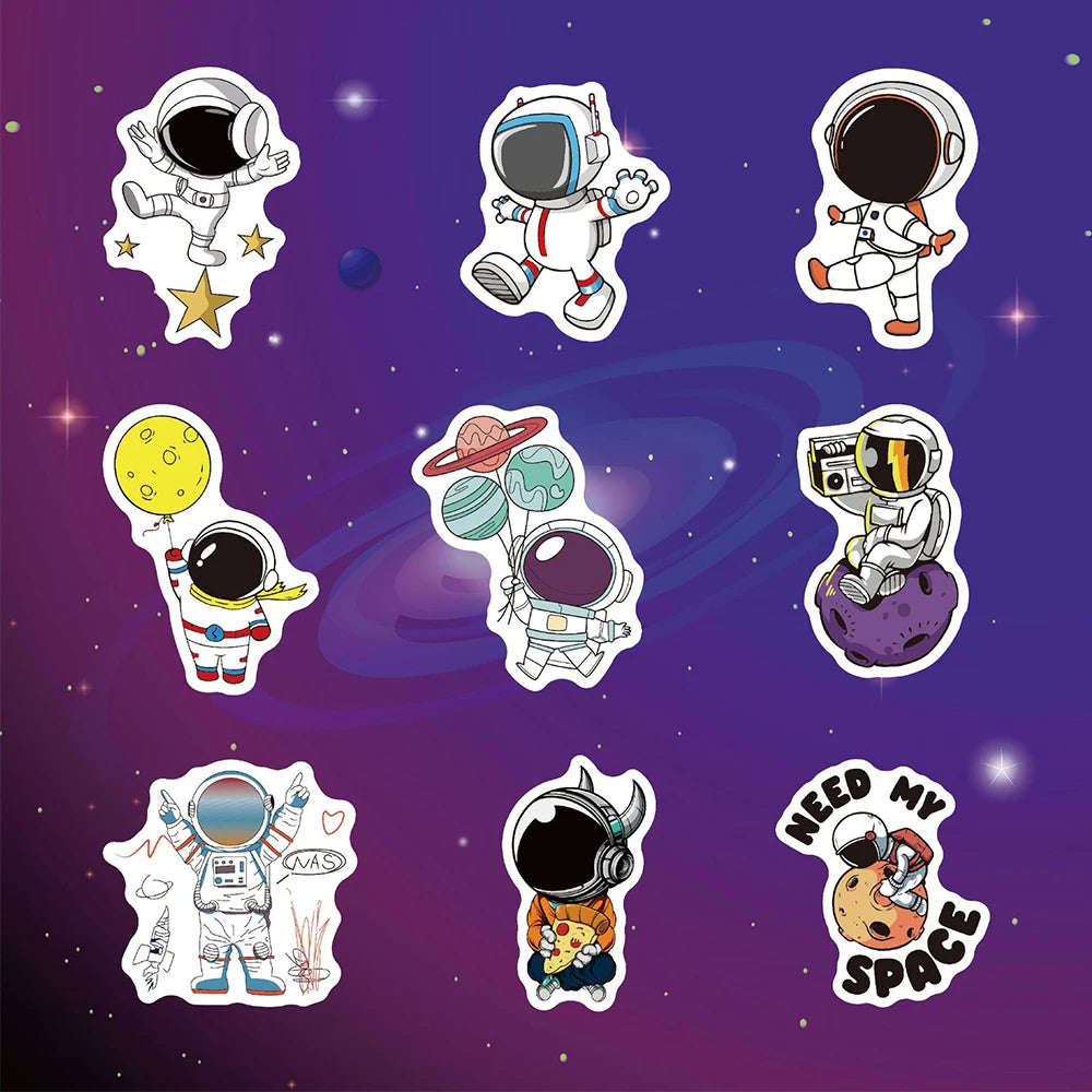 10/30/50/100pcs Funny Cartoon Cute Out Space Astronaut Stickers Laptop Notebook Phone Guitar Aesthetic Sticker Decal Kids Toy