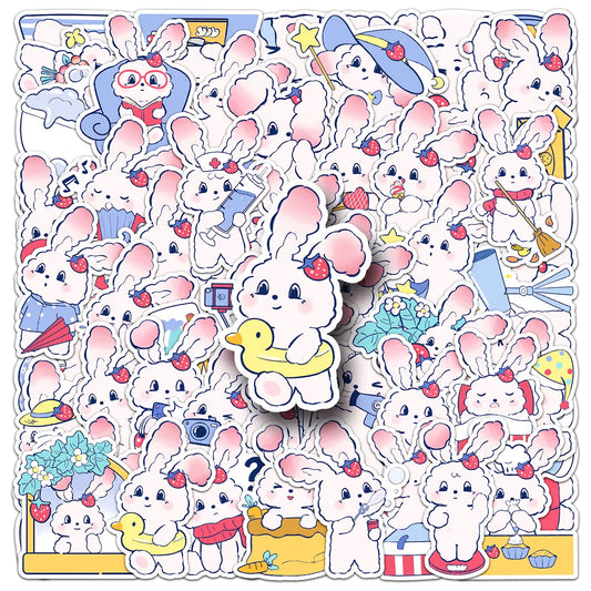 Strawberry Bunny Stickers: Cute Animal Decals (10/30/50PCS)