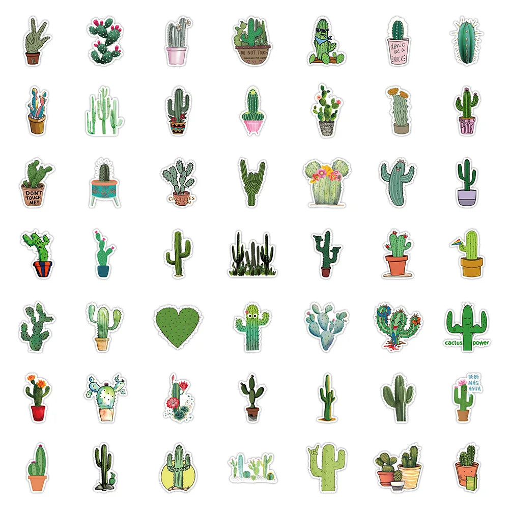 10/53Pcs Cute Plants Cactus Graffiti Stickers Decals for Kids Toys Laptop Phone Luggage Scrapbook Skateboard Creative Sticker