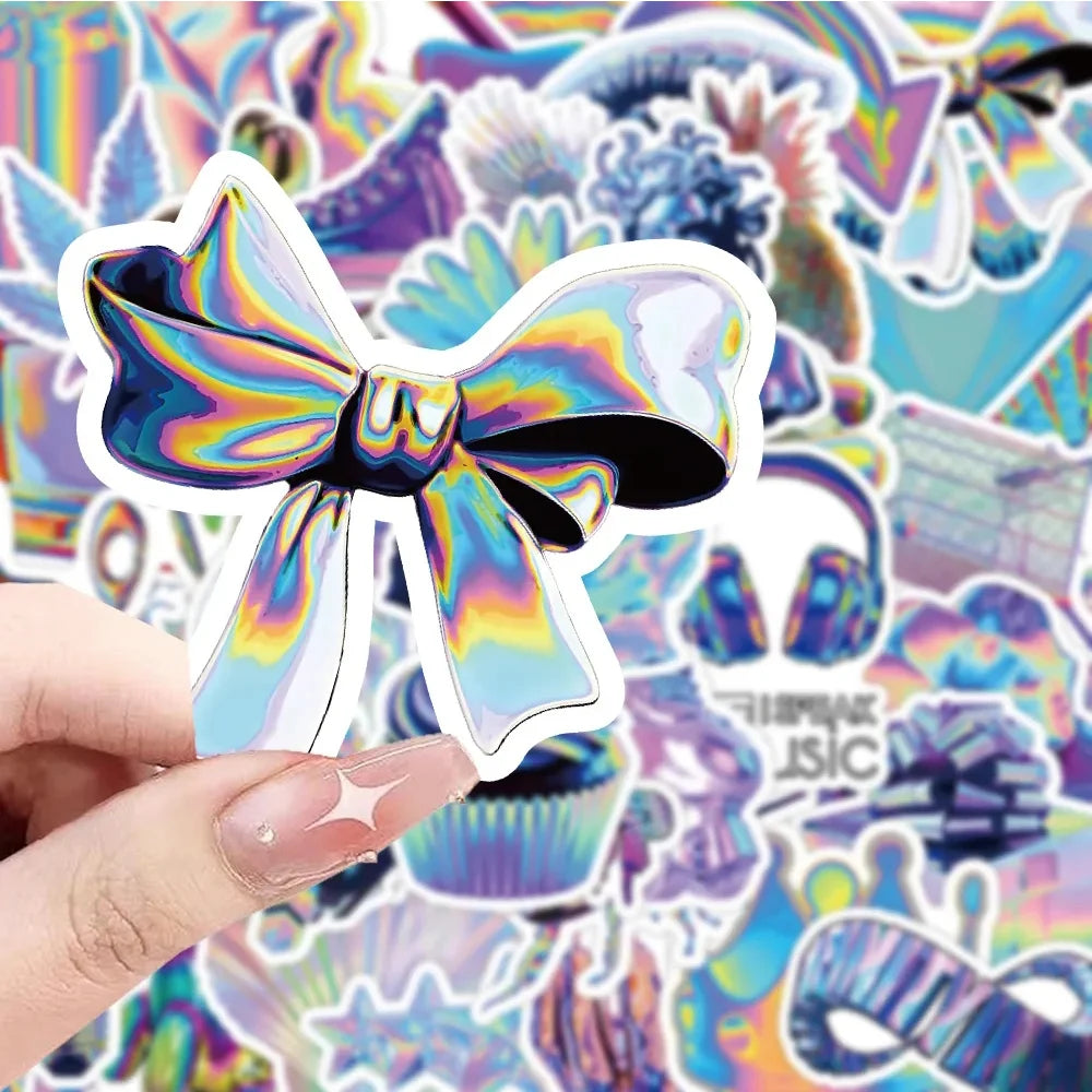 10/30/53pcs Cute VSCO Holographic Laser Cartoon Stickers DIY Motorcycle Laptop Phone Luggage Fridge Decoration Sticker Kids Toys