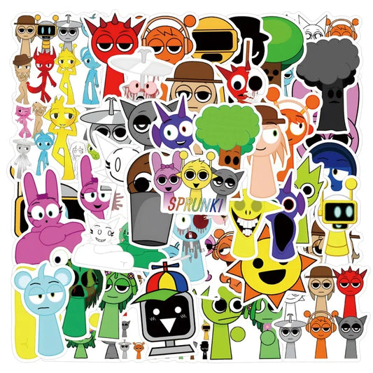 55pcs Incredibox Cartoon Graffiti Stickers for Laptop, Phone, Suitcase, Water Bottle, Stationery, Refrigerator Decoration