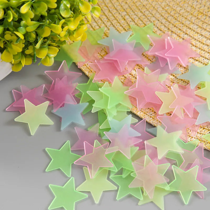 100pcs Glow in the Dark Star Wall Stickers for Kids Rooms Fluorescent Decals