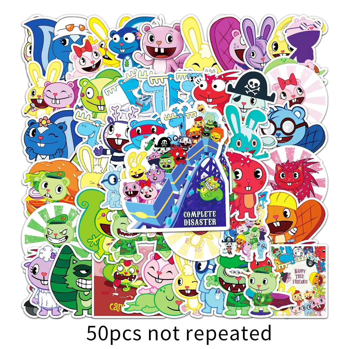 10/30/50pcs Cartoon Happy Tree Friends Stickers Laptop Bike Travel Luggage  Funny Graffiit Sticker Decals for Kids Toy Wholesale