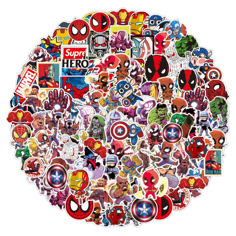 10/30/50/100pcs Disney Marvel The Avengers Cute Super Hero Cartoon Stickers DIY Motorcycle Skateboard Laptop Phone Cool Sticker