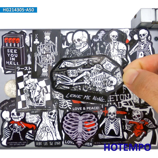 20/30/50Pieces Dark Style Humor Slogan Funny Skeleton Stickers for Phone Motorcycle Car Bike Suitcase Skateboard Laptop Sticker