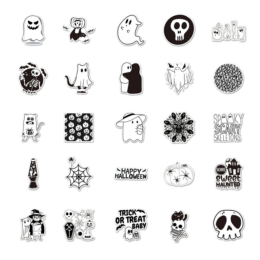 10/30/50PCS Cute Halloween Stickers Kawaii Ghost Decals DIY Decoration For Skateboard Phone Helmet Bike Cartoon Sticker Kids Toy