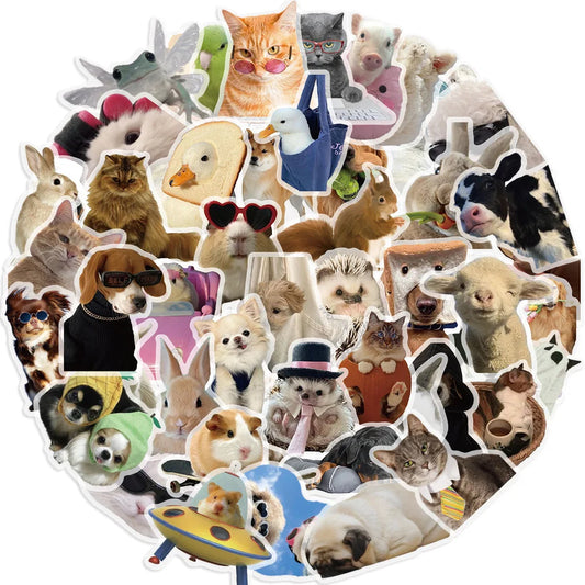 Cute Animal Stickers Pack - Dog Cat Decals for Kids, Luggage, Laptop, Phone, Car, Bike