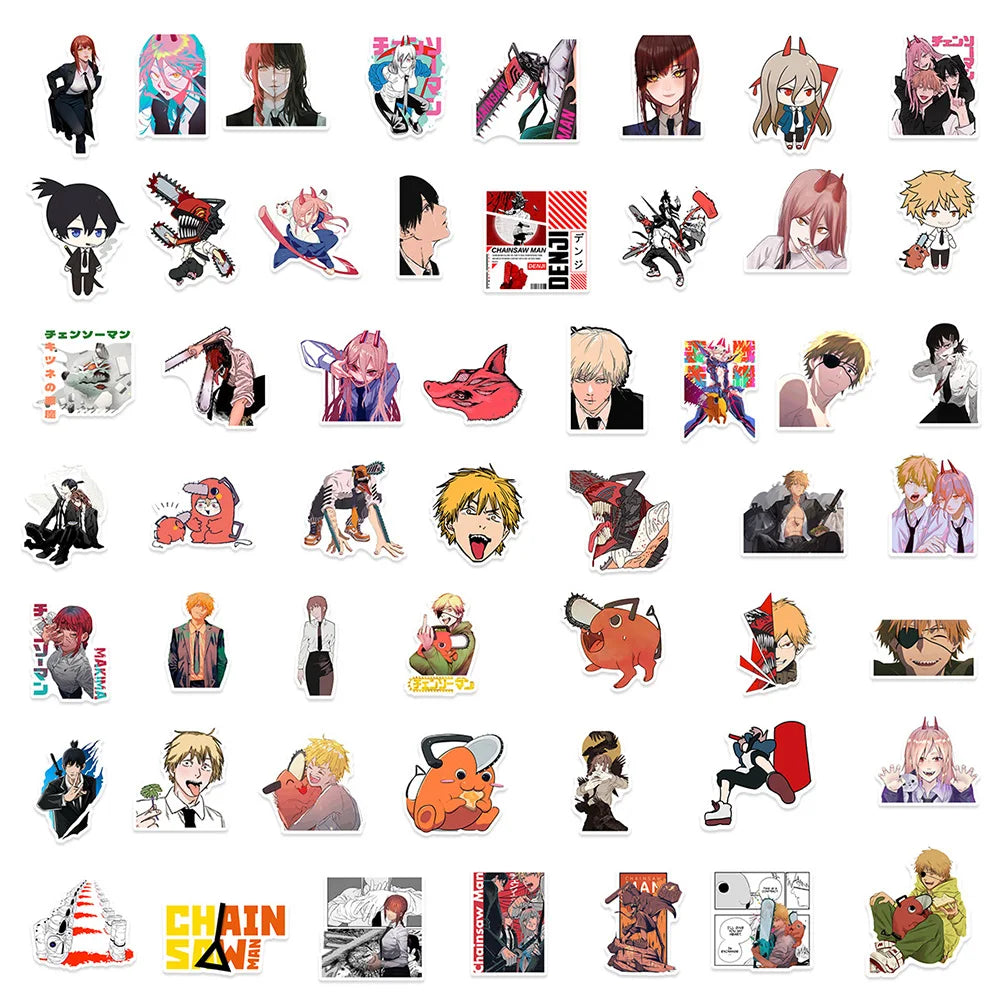 10/30/50pcs Classic Anime Chainsaw Man Cool Stickers Decals Skateboard Phone Case Guitar Cartoon Waterproof Decoration Sticker