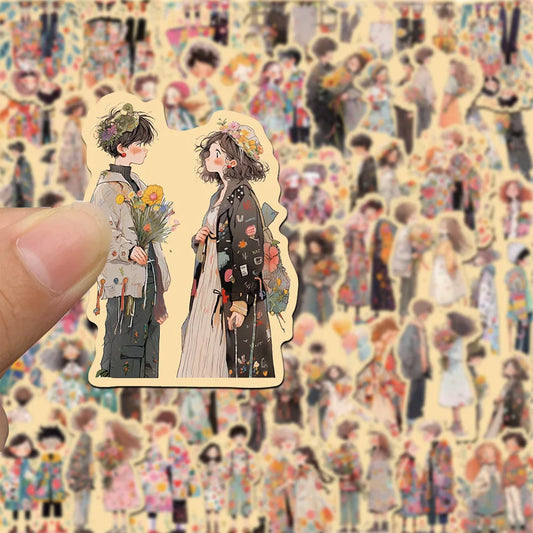 10/50pcs Vintage Couple Romantic Love Avatar Cartoon Sticker DIY Notebook Bike Phone Laptop Luggage Skateboard Graffiti Decals