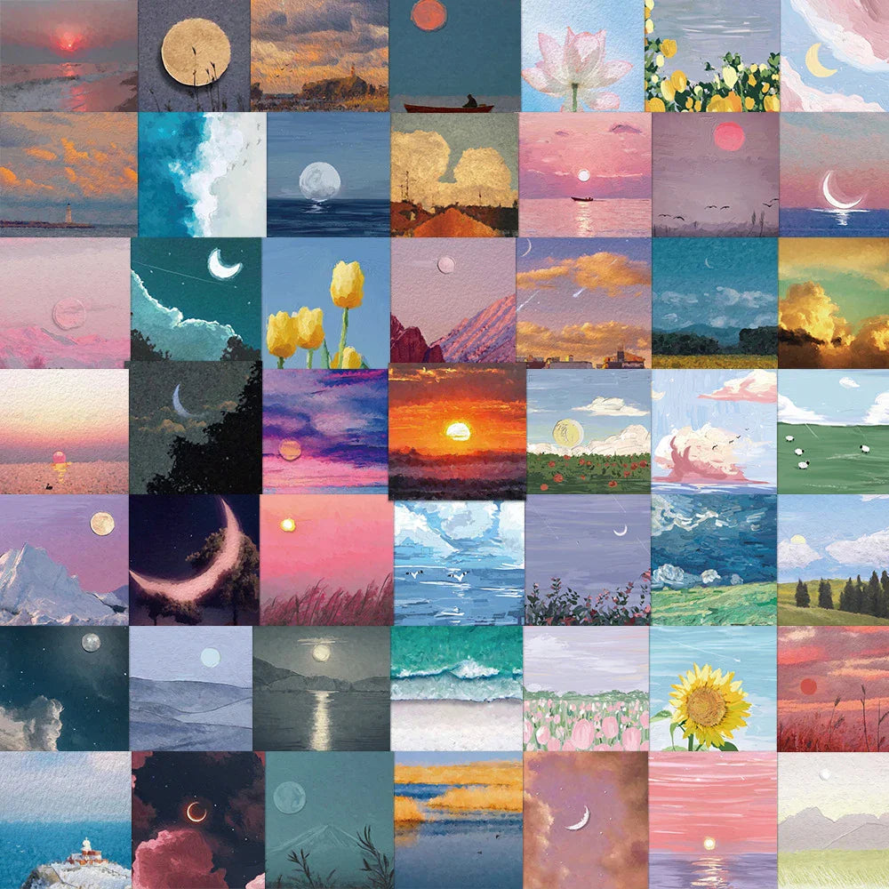 Oil Painting Landscape Stickers - Aesthetic Waterproof Decals for Laptop, Phone, Diary, Car, Guitar, Kid Toy (10/30/50pcs)