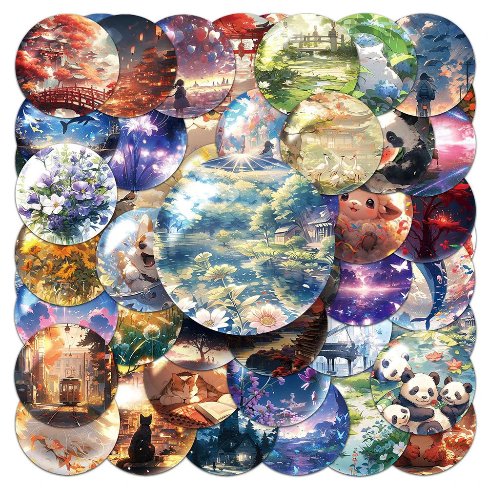 Kawaii Cartoon Glass Ball Stickers for Fridge Laptop Phone Suitcase Decoration