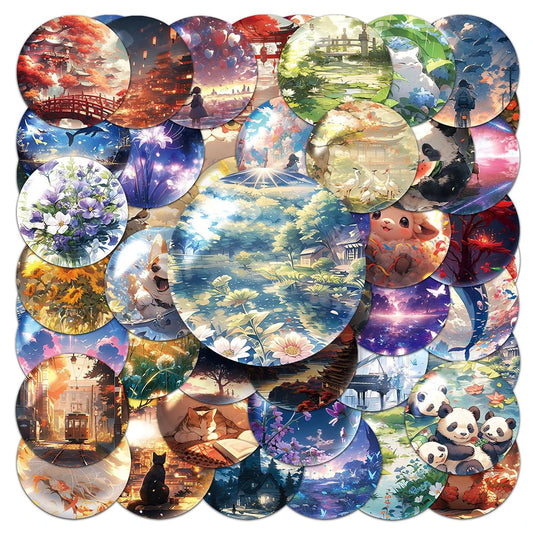 Kawaii Cartoon Glass Ball Stickers for Fridge Laptop Phone Suitcase Decoration