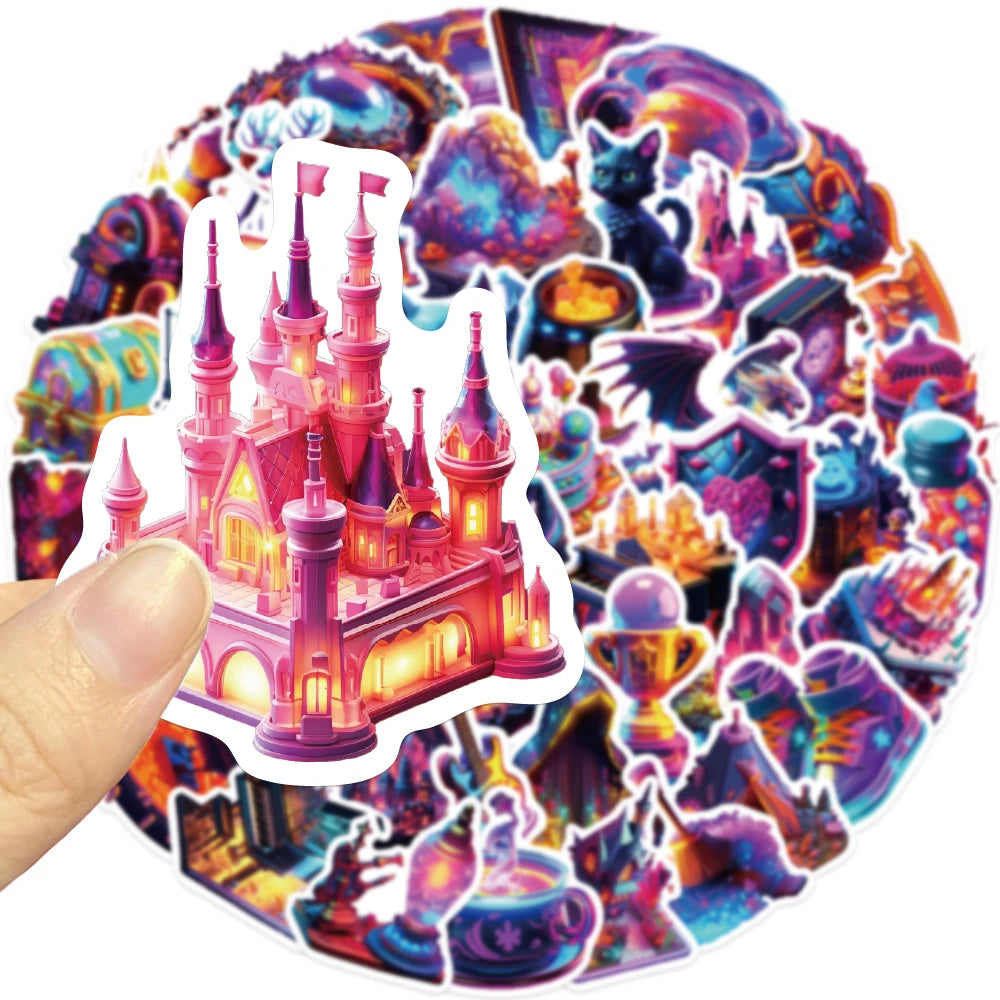 10/25/50PCS Fantasy Purple Magic Ministry Graffiti Sticker Waterproof Decoration Luggage Guitar Water Cup Phone Case Gift Decal