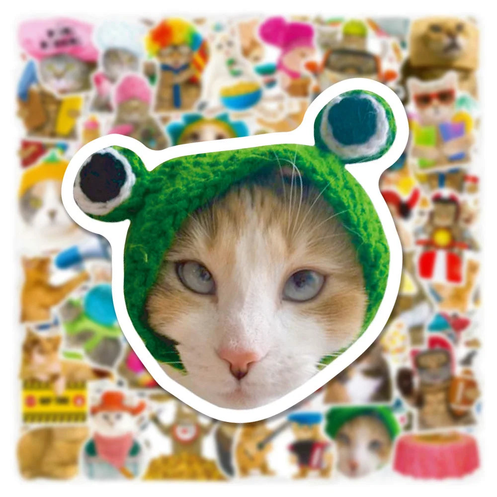 10/30/50PCS Funny Cartoon Cats Stickers Cute Animals Decals DIY Waterproof Laptop Phone Notebook Suitcase Stationary Kids Toys