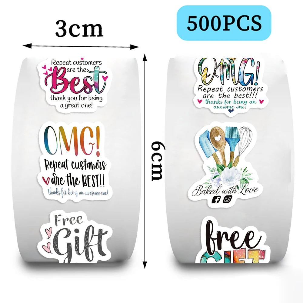 500pcs Cute Reward Stickers Roll with English Thanks Stickers for School Teacher Kids Student Stationery Stickers Kids