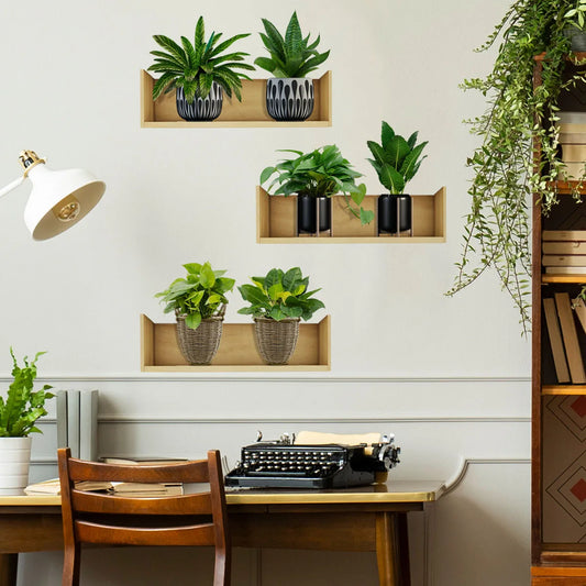 Wall Sticker Green Plant Potted Plant Shelves Self-adhesive Decor For Living Room Vinyl Bedroom Home Decoration Decal PVC Poster