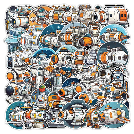 Cartoon Space Station Stickers 10/30/50pcs Waterproof for Kids DIY Skateboard Laptop Car
