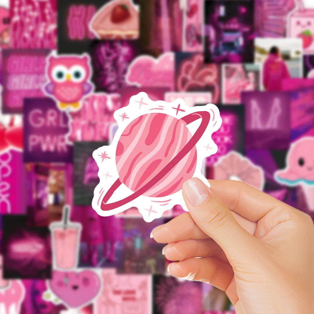 10/30/50/100PCS Cute Pink Stickers Graffiti Cartoon Decals Waterproof DIY Toys Motorcycle Phone Suitcase Guitar Fridge Toys Gift