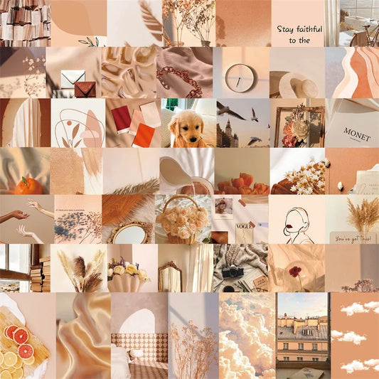Beige PVC Stickers Set: Aesthetic DIY Scrapbooking Supplies