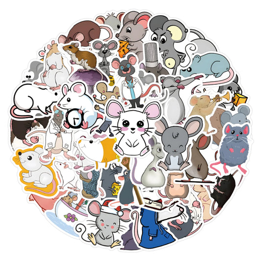 Kawaii Rat Stickers Cute Animal Decals Cartoon Graffiti for Luggage Laptop Guitar Car Bike Decoration