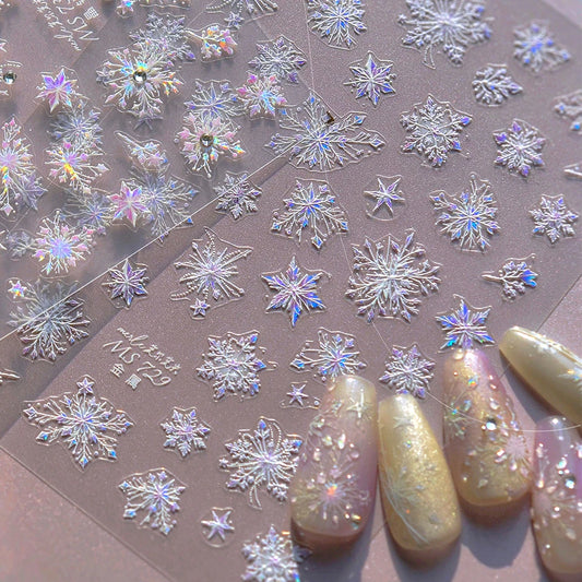 Winter Snowflake Nail Art Stickers Rhinestone Decals