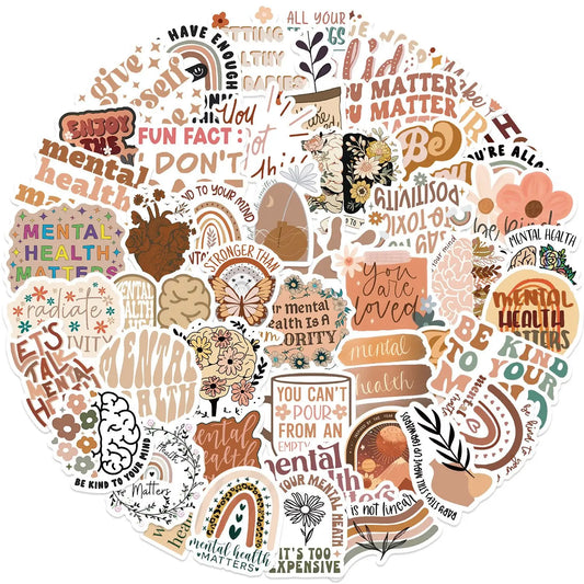 10/50PCS Cute Bohemia Style Mental Health Matters Stickers For Scrapbook Laptop Bottle Luggage Notebook Waterproof Vinyl Decals