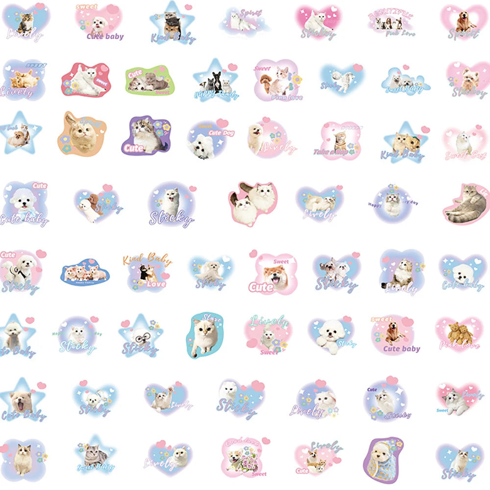 10/30/60/120PCS Cute Pet Dog Cat Stickers Cartoon Decals DIY Waterproof Scrapbook Phone Suitcase Skateboard Fridge Graffiti Toys