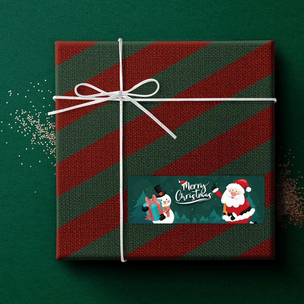 120pcs/roll Merry Christmas Stickers Cute Santa Claus Xmas Tree Thank You Labels For Gift Box Present Sealing Package Decoration