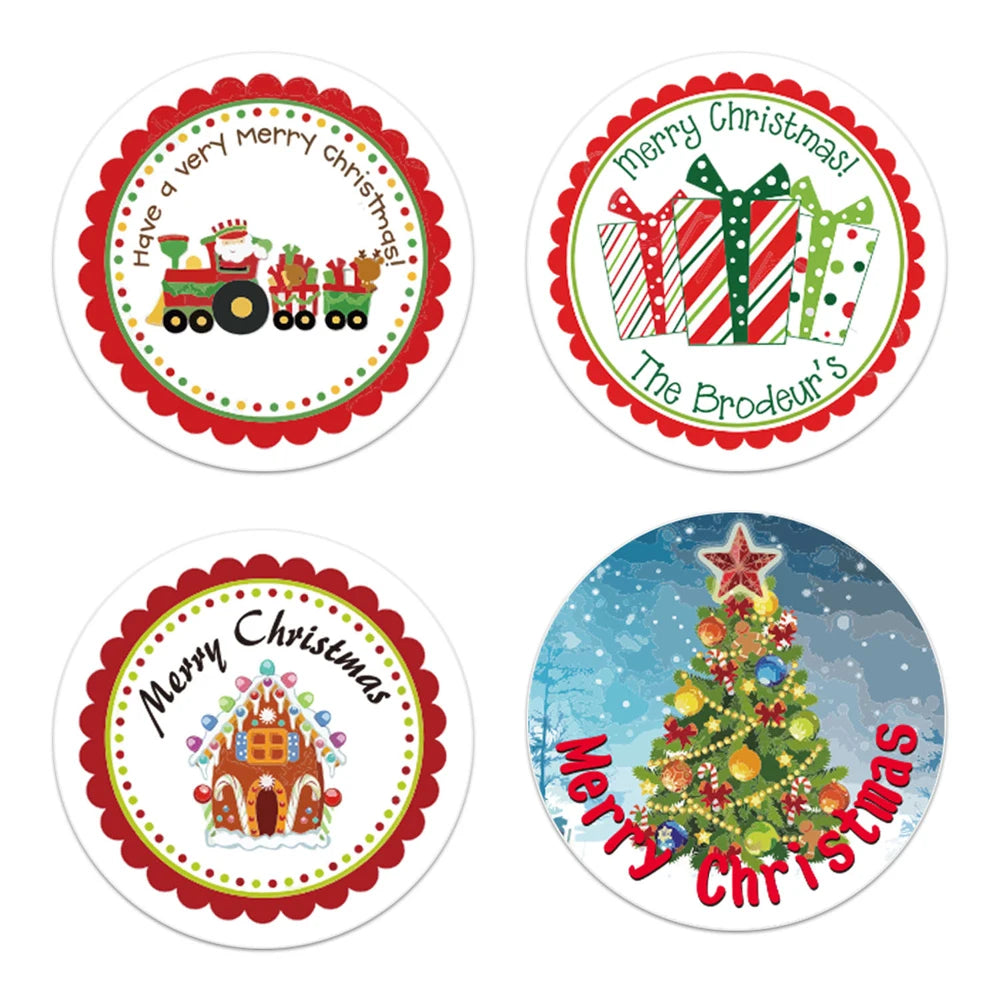 100-500pcs 4 Designs 1 Inch Christmas Theme Seal Labels Stickers For DIY Gift Baking Package Envelope Stationery Decoration