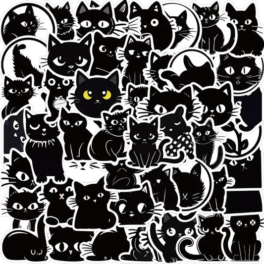 Kawaii Black Cat Stickers for Kids Scrapbooking 10/30/50PCS