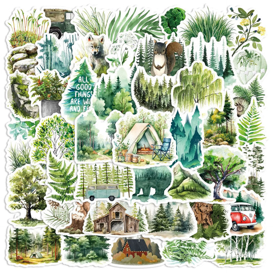 50pcs Cartoon Forest Graffiti Stickers for Helmet, Wall, DIY Decor