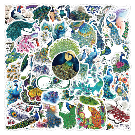 Peacock Cartoon Graffiti Stickers Waterproof Decorative 10/30/50pcs