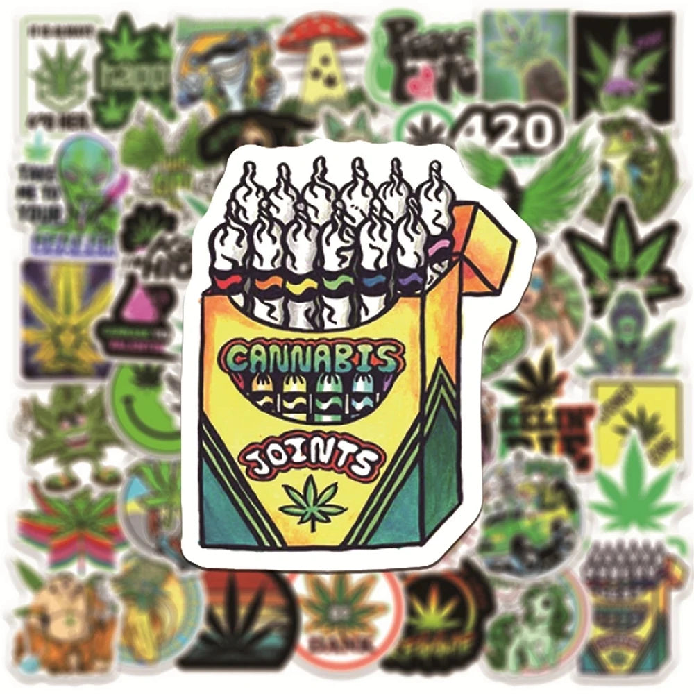 10/30/50/100PCS Funny Characters Leaves Weed Smoking Graffiti Stickers Car Travel Luggage Guitar Laptop Waterproof Cool Sticker