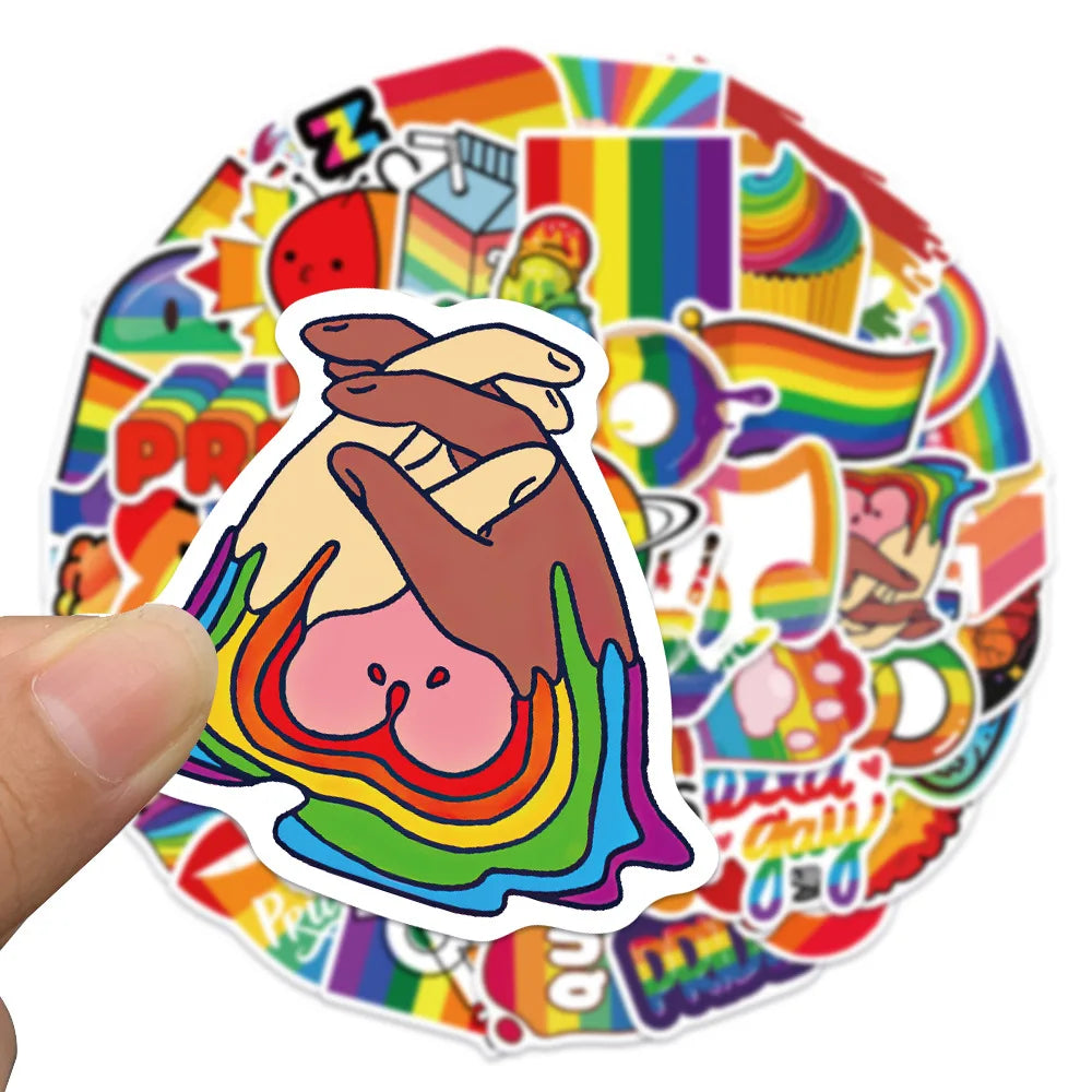 10/30/50Pcs Colorful Rainbow Funny LGBT Gay Pride Stickers On Skateboard Guitar Motorcycle Car Scrapbooking Laptop Suitcase Toys