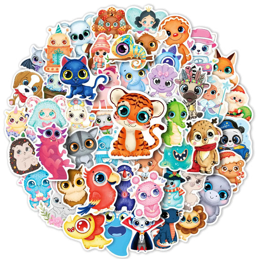 Cute Animal Stickers for Laptop, Guitar, Phone - 10/30/50PCS Kawaii Decals Wholesale