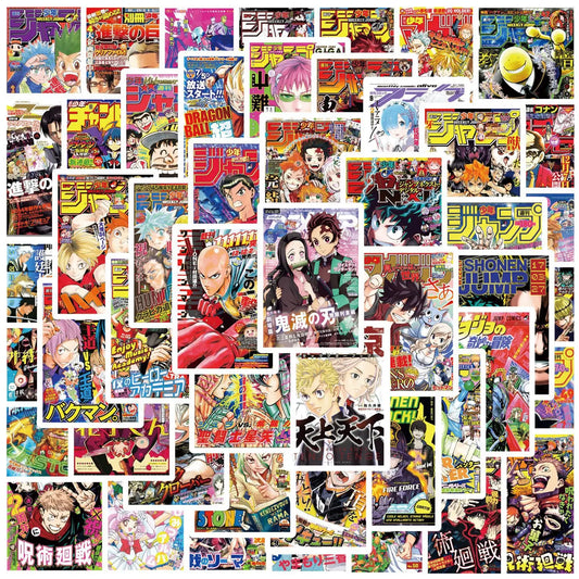 50pcs Anime Poster Stickers Pack Waterproof Laptop Phone Guitar Skateboard Decor