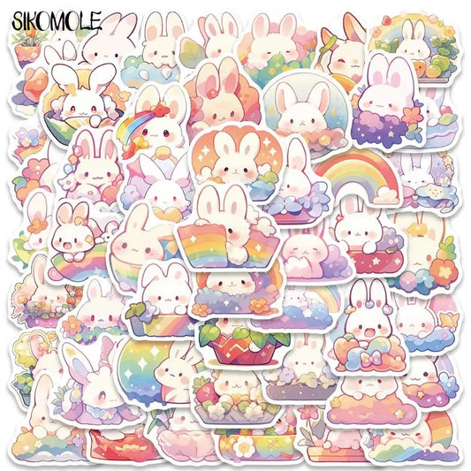 Cartoon Rainbow Bunny Stickers for DIY Suitcase Skateboard Laptop Luggage
