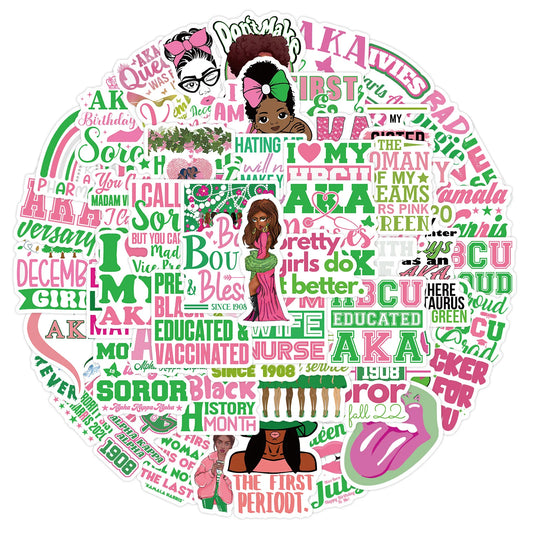 Sorority Cartoon Stickers for Phone Laptop Luggage Skateboard - 10/30/60PCS